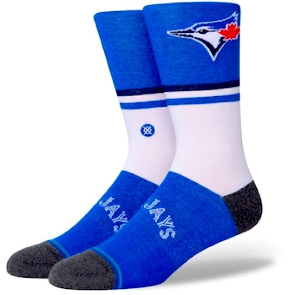 Stance X MLB Toronto Blue Jays Crew Socks Size L Infiknit White Blue New Mascot